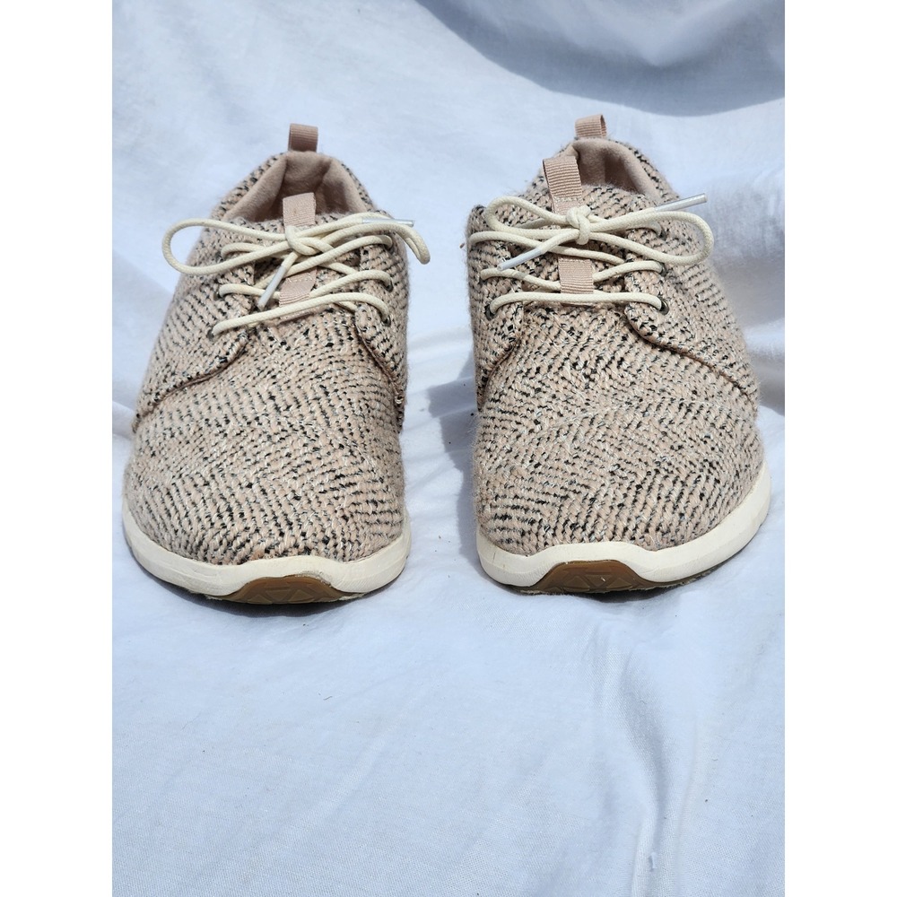 TOMS Del Rey Womens 11 Tan Black Herringbone Knit Lace Up Sneakers 380815
